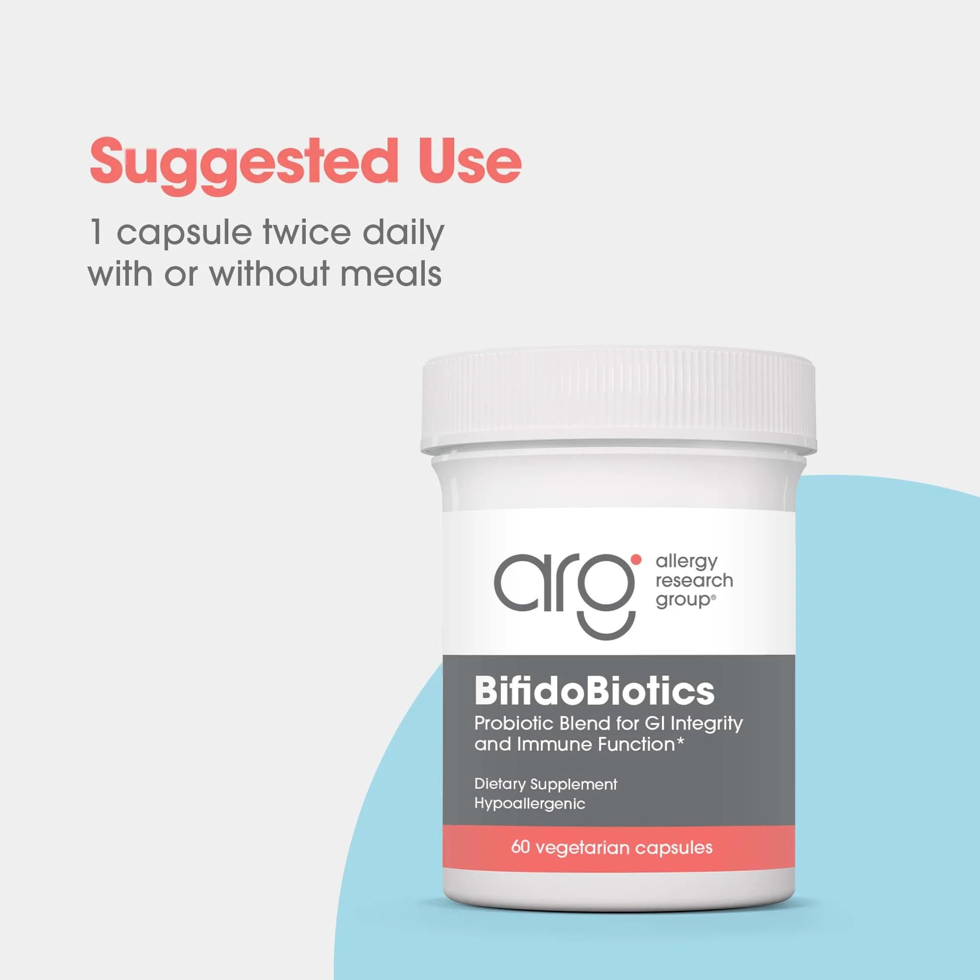Étiquette BifidoBiotics indiquant la composition et les usages quotidiens possibles.