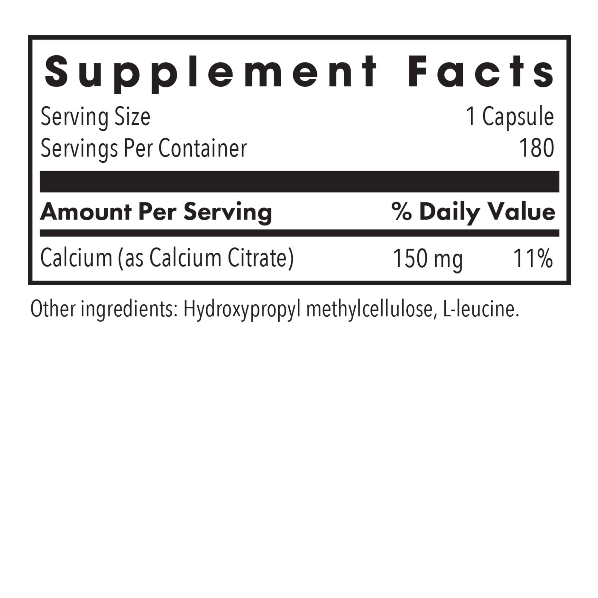 Allergy Research Group Calcium citrate – bouteille blanche, intégration facile à la routine.