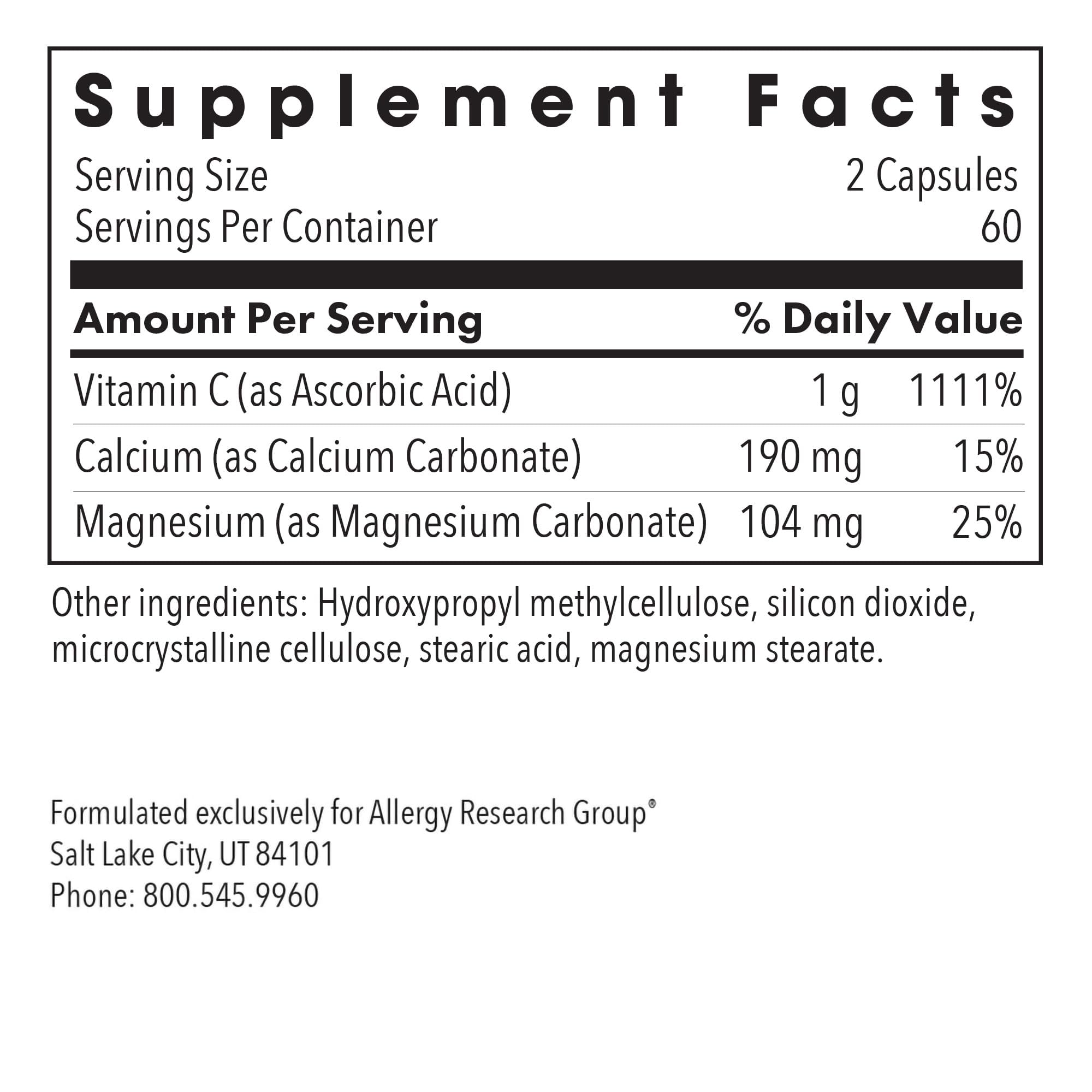 Gélules vitamine C bufferisée 1000 mg sur fond blanc