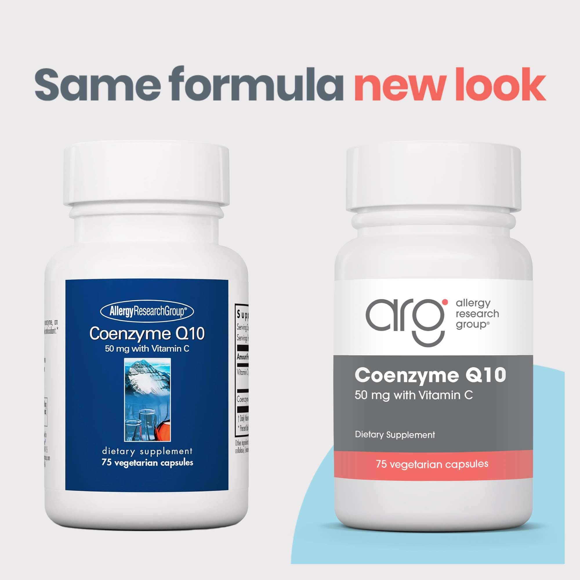 Capsules végétales Allergy Research Group Coenzyme Q10 pour une administration pratique.