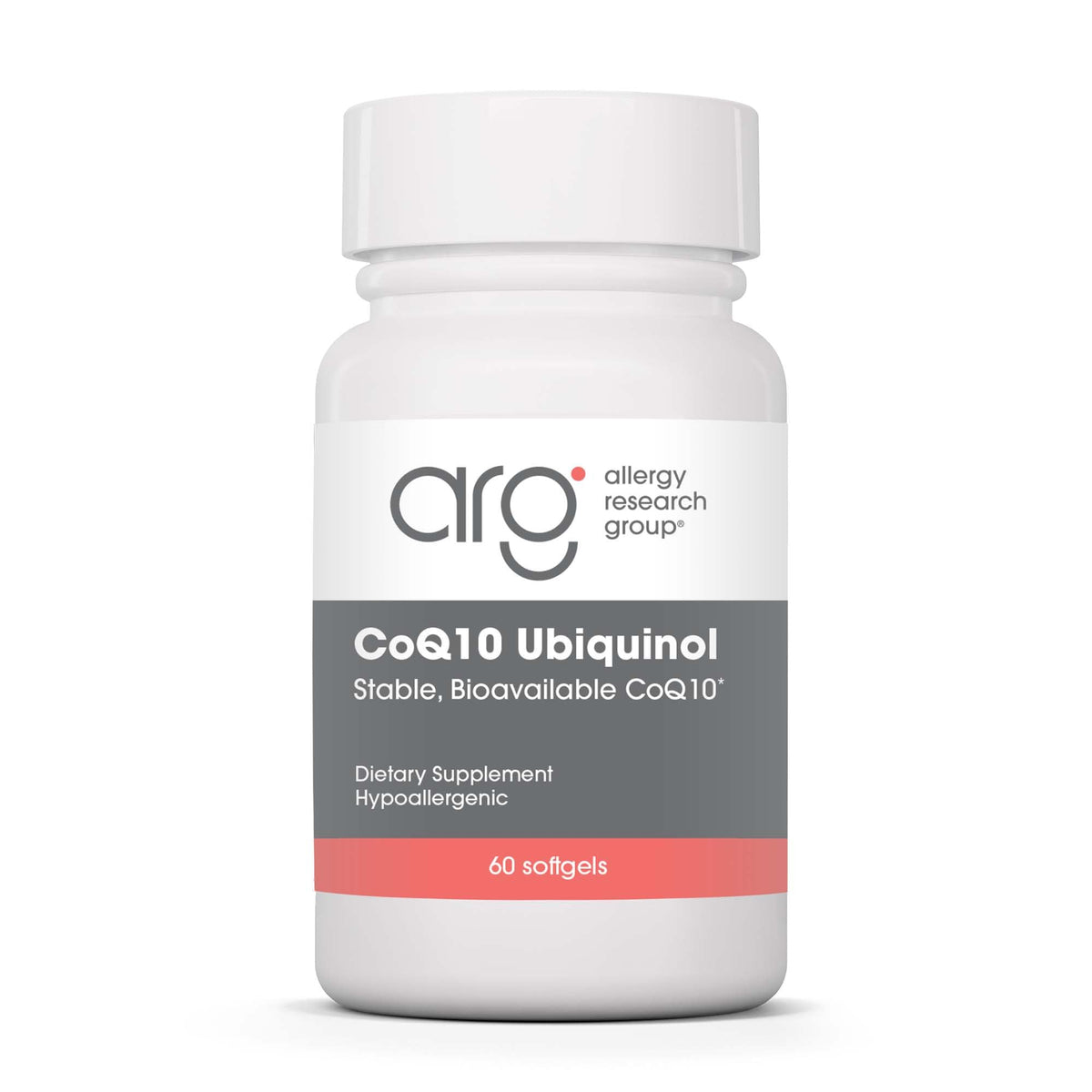 Allergy Research Group CoQ10 Ubiquinol - bouteille visible, énergie cellulaire potentielle au quotidien.