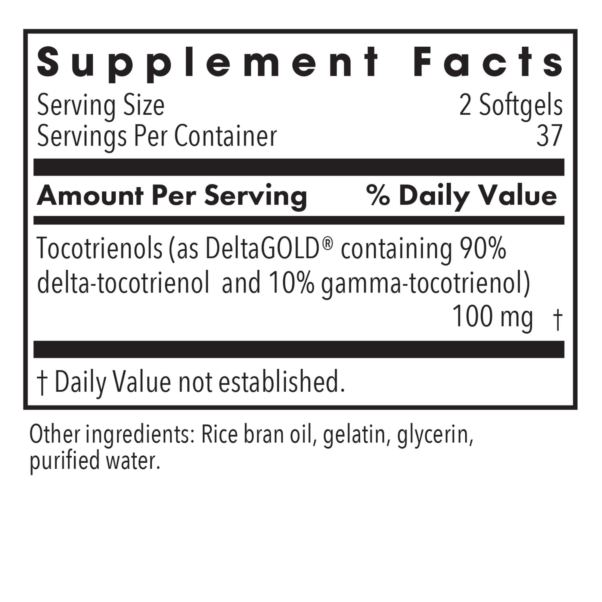 Allergy Research Group Delta-Fraction Tocotrienols, capsule gelule: formulation riche en tocotrienols gamma et delta.