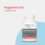 Allergy Research Group Magnolia Extract : étiquette indiquant concentration 90% honokiol et magnolol.