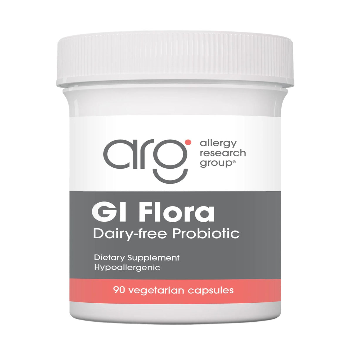 Allergy Research Group Flore GI Sans Lait – bouteille de gélules pratique pour le quotidien.