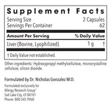 Allergy Research Group bouteille foie de bœuf 1000 mg, format pratique.