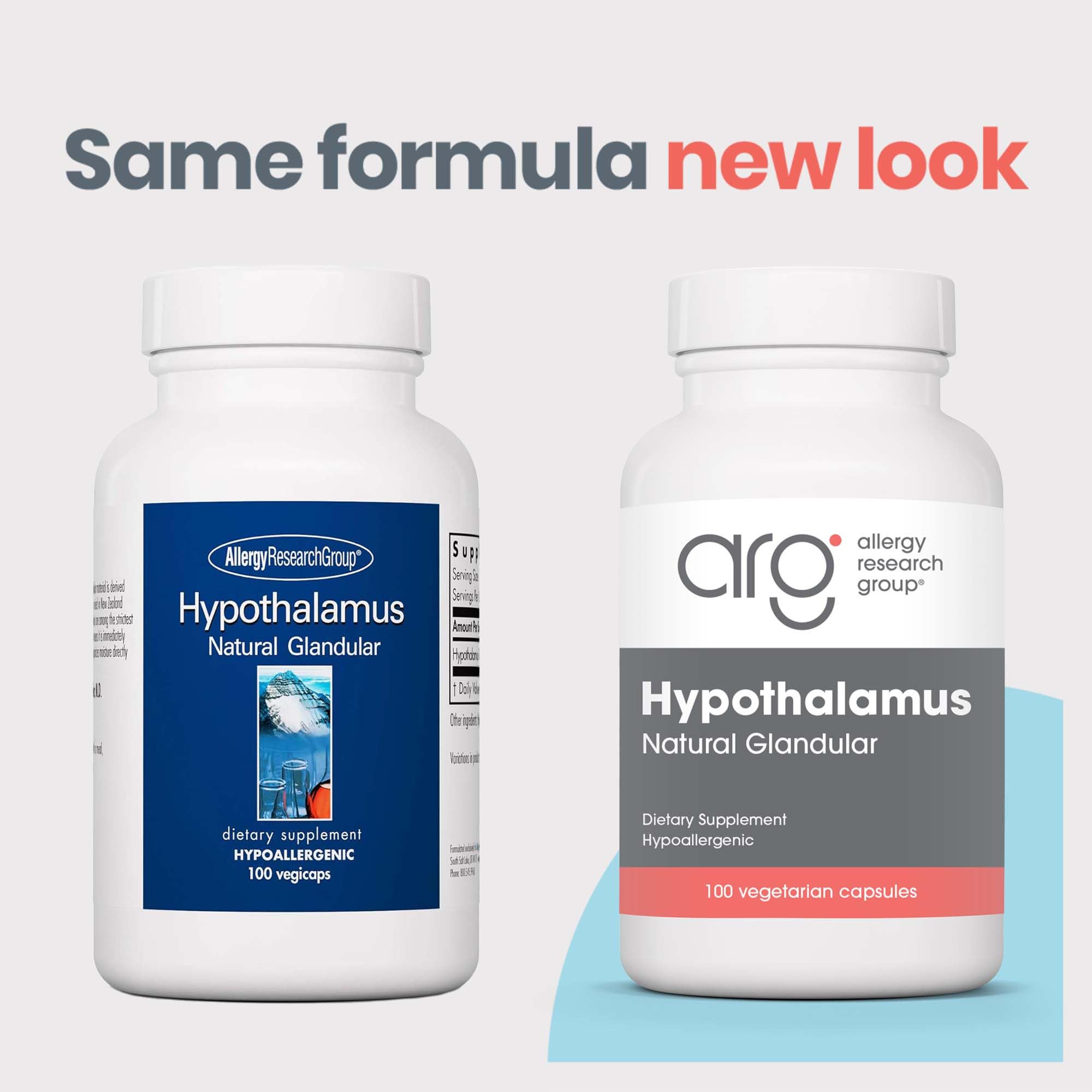 Allergy Research Group Hypothalamus – étiquette claire et qualité du produit.