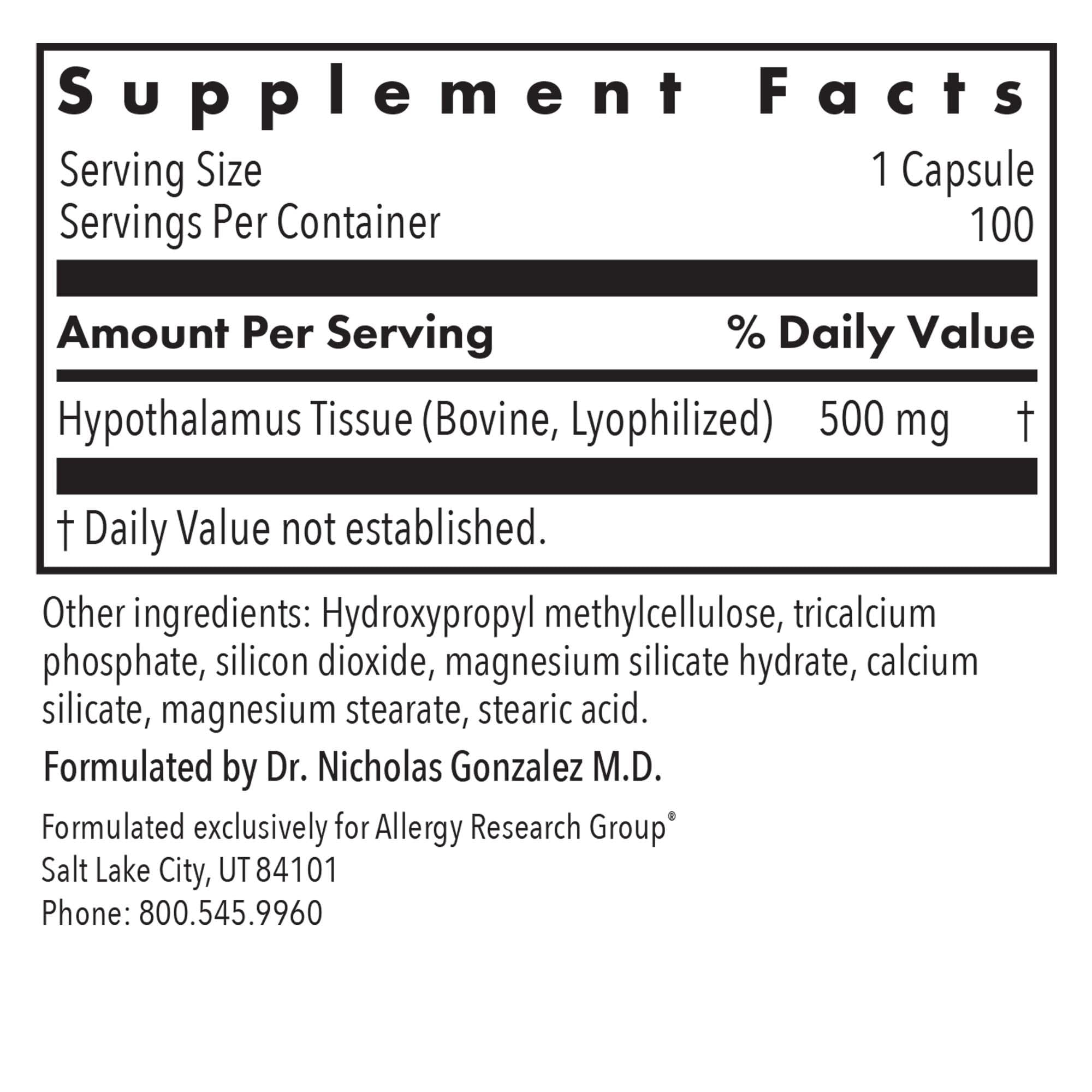 Allergy Research Group Hypothalamus – gelules pratiques pour une routine quotidienne.