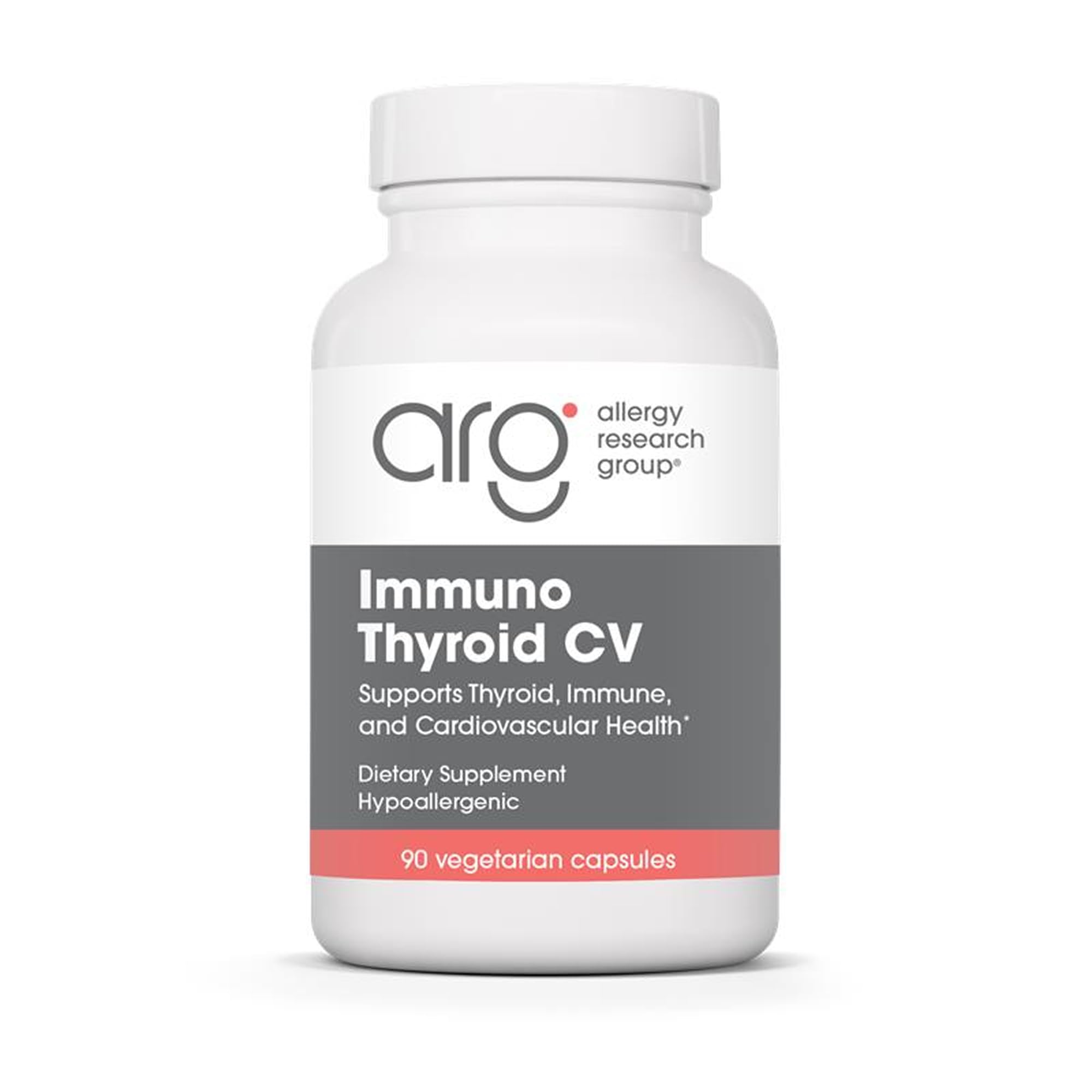 Allergy Research Group Immuno Thyroid CV — bouteille montrant un soutien thyroïdien potentiel et immunitaire