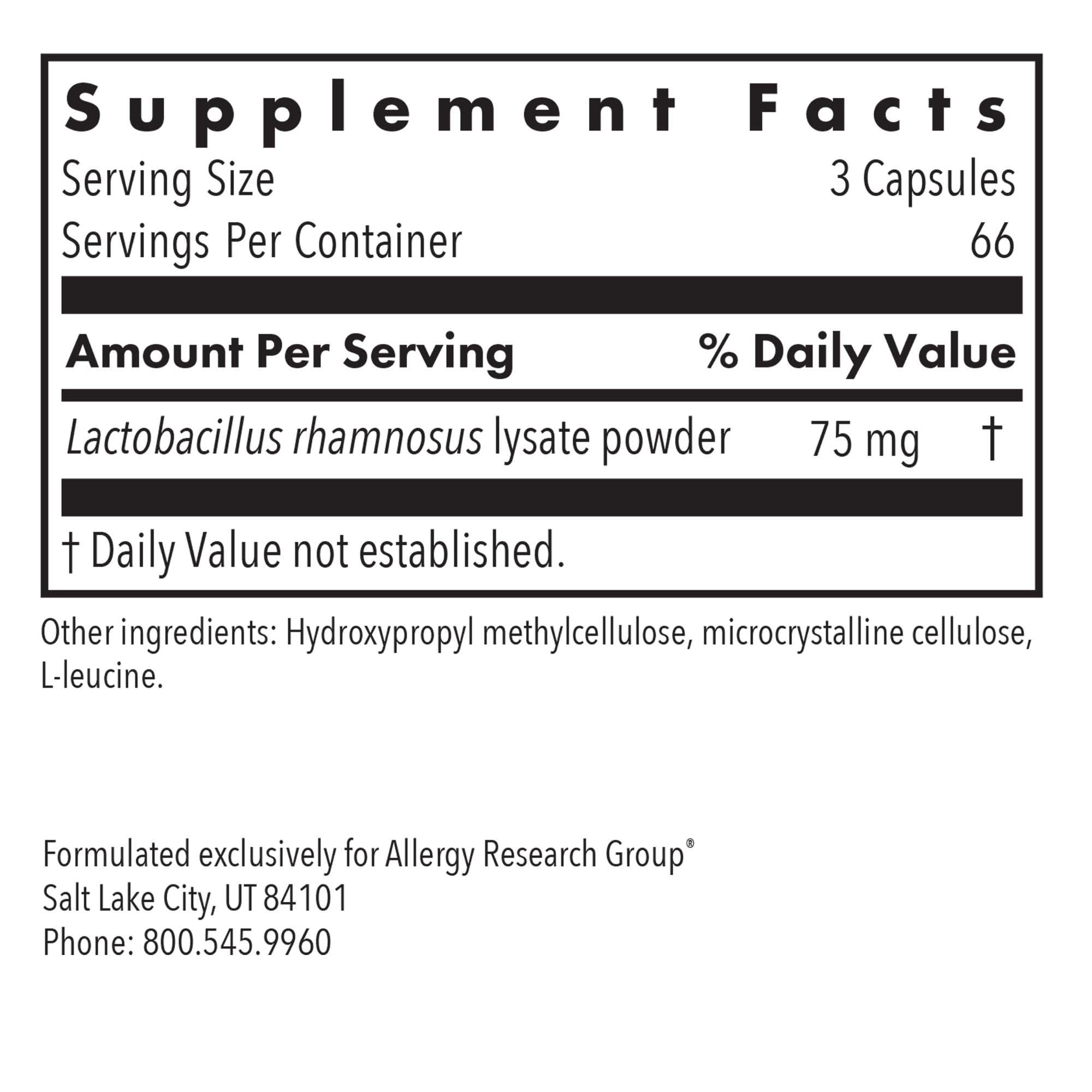 Allergy Research Group ImmunoBiotic Pro – capsules faciles à avaler pour une routine régulière.