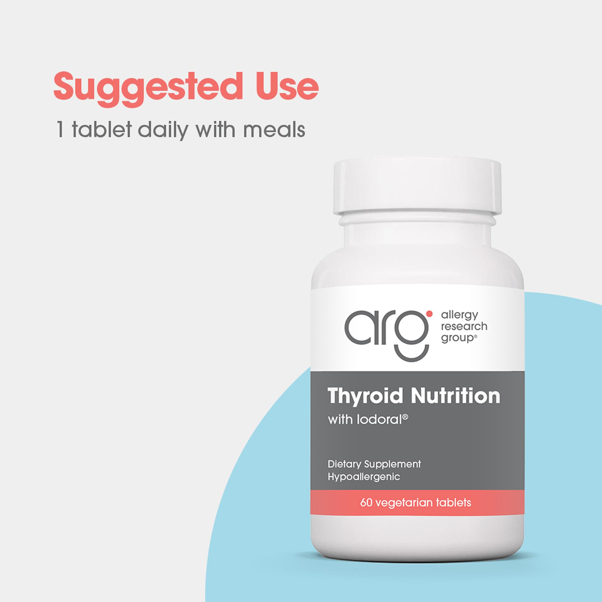 Allergy Research Group Iodoral – capsules près d'un plan d'utilisation quotidien.