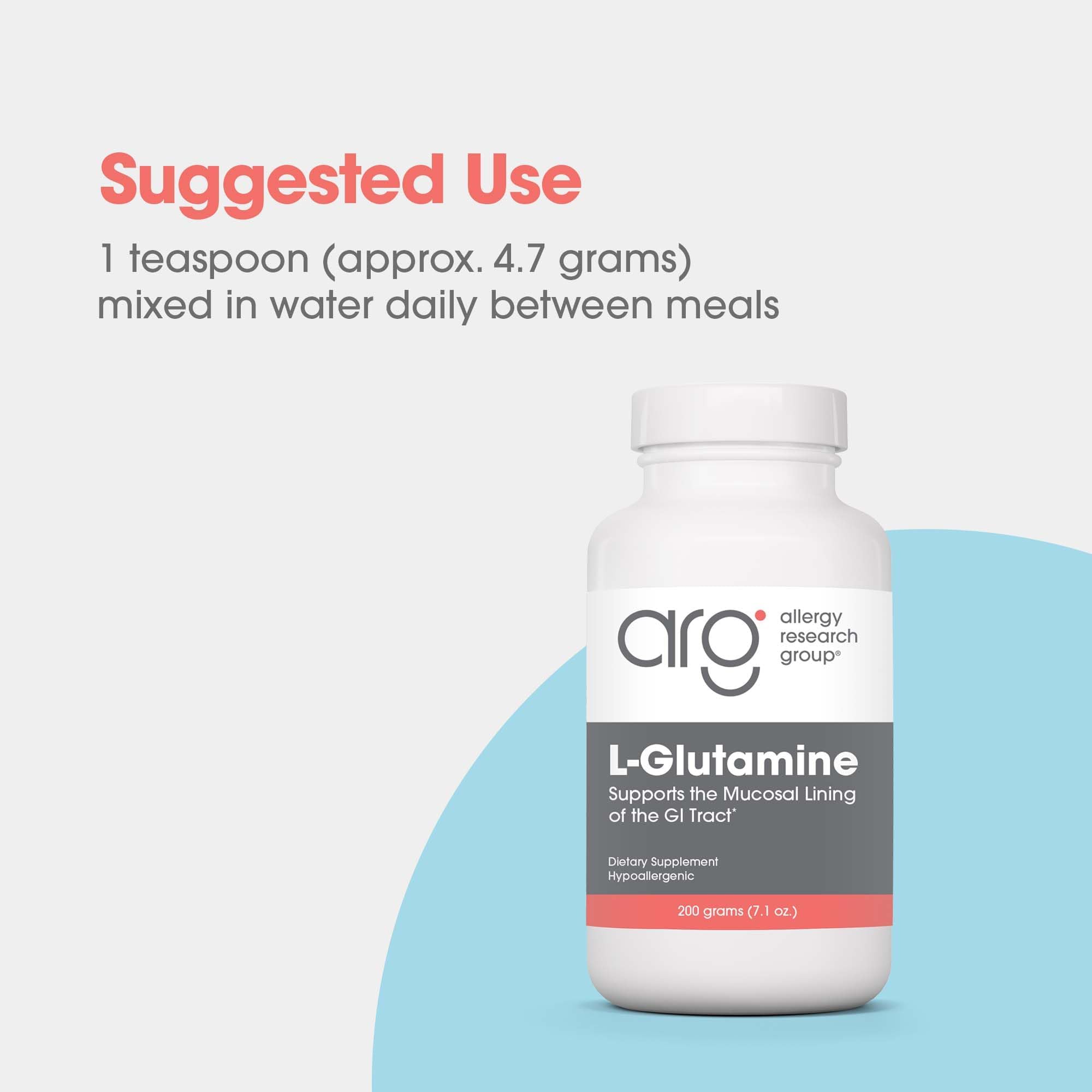 Allergy Research Group L-Glutamine, poudre se dissout dans l'eau pour boire facilement.