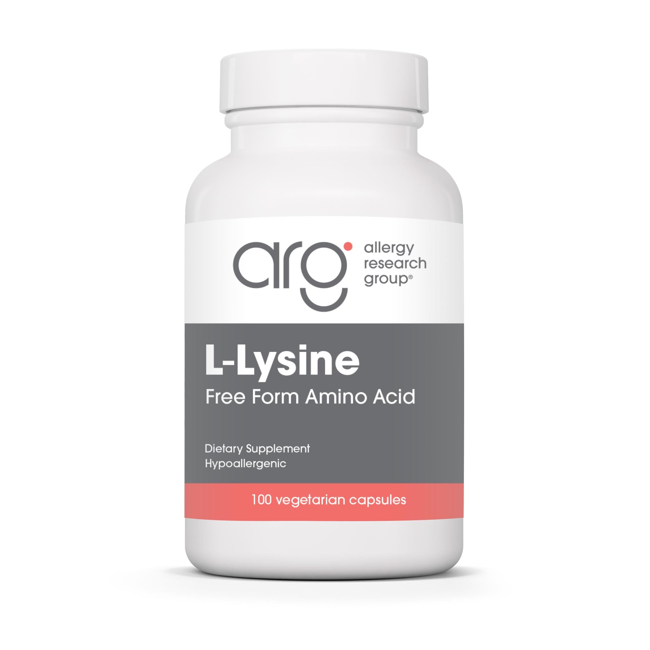 Allergy Research Group L-Lysine: gélules dans une bouteille, soutien potentiel à l’absorption du calcium.