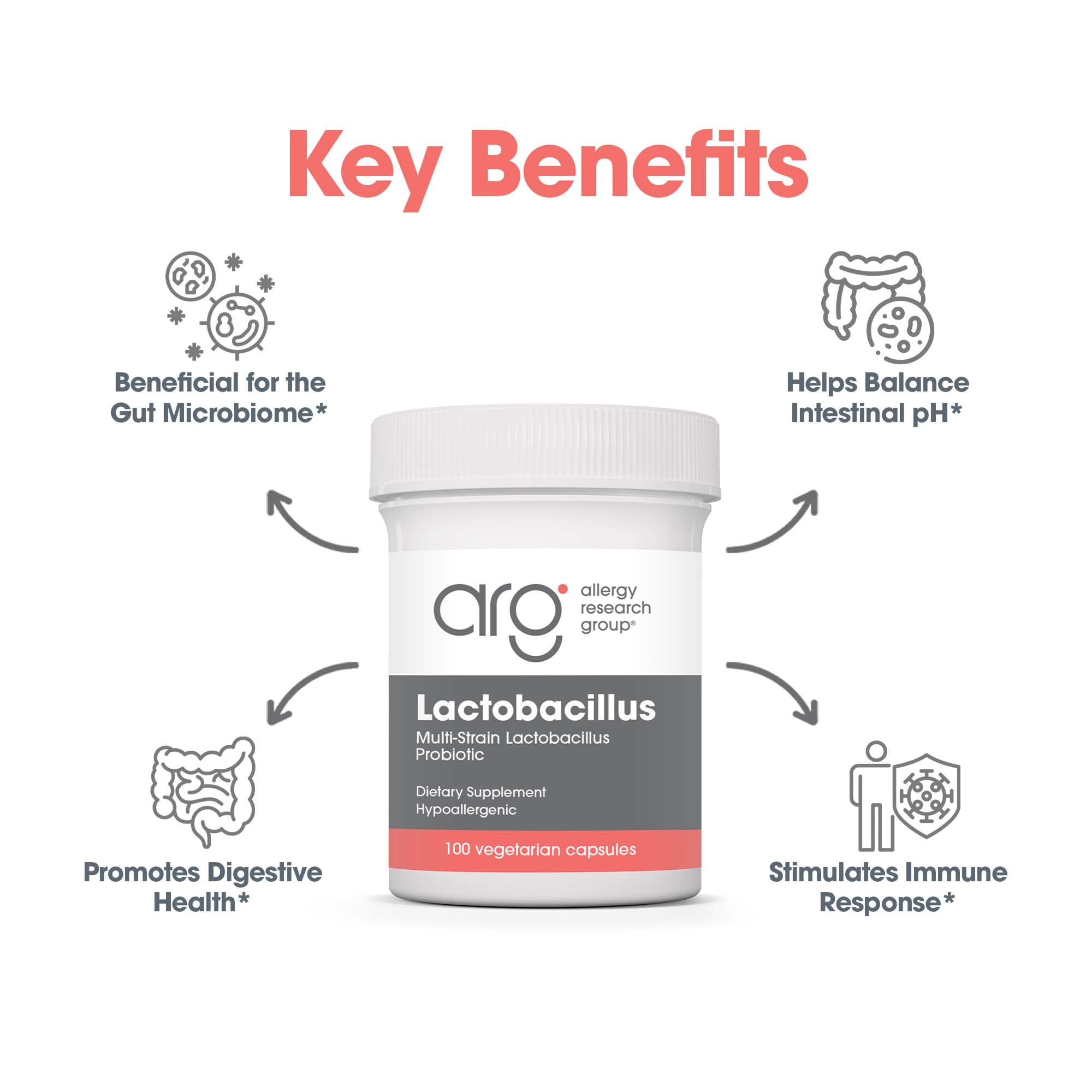 Allergy Research Group Lactobacillus Salivarius, capsules, confort digestif quotidien potentiel.