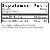 Allergy Research Group Magnésium citrate – tableau nutritionnel et magnésium citrate.
