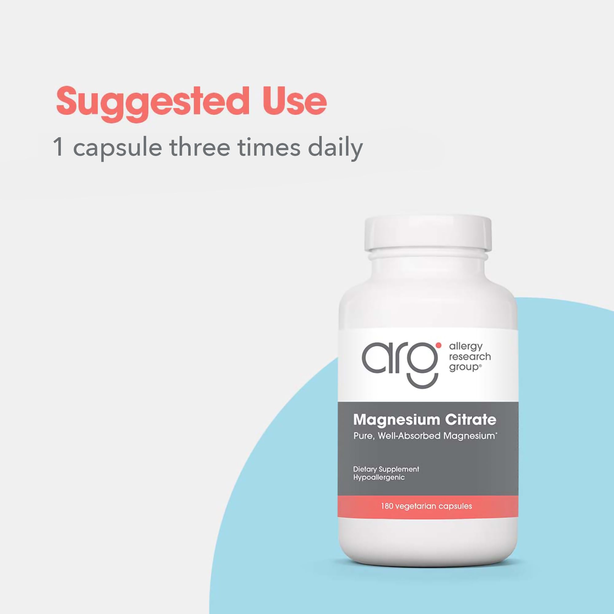 Allergy Research Group Magnésium citrate – gélules biodisponibles et aspect soigné.