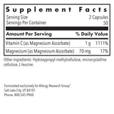 Allergy Research Group Magnésium Ascorbate – étiquette claire et informative