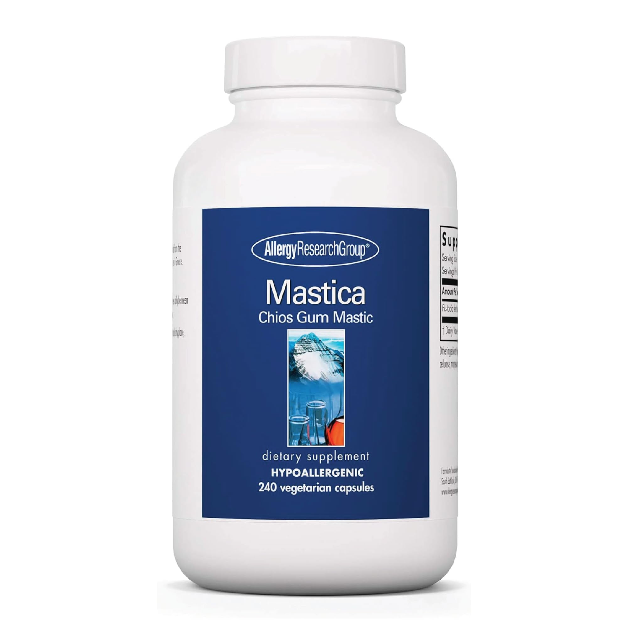 Allergy Research Group Mastica : capsules gélules dans une bouteille, soutien digestif quotidien.