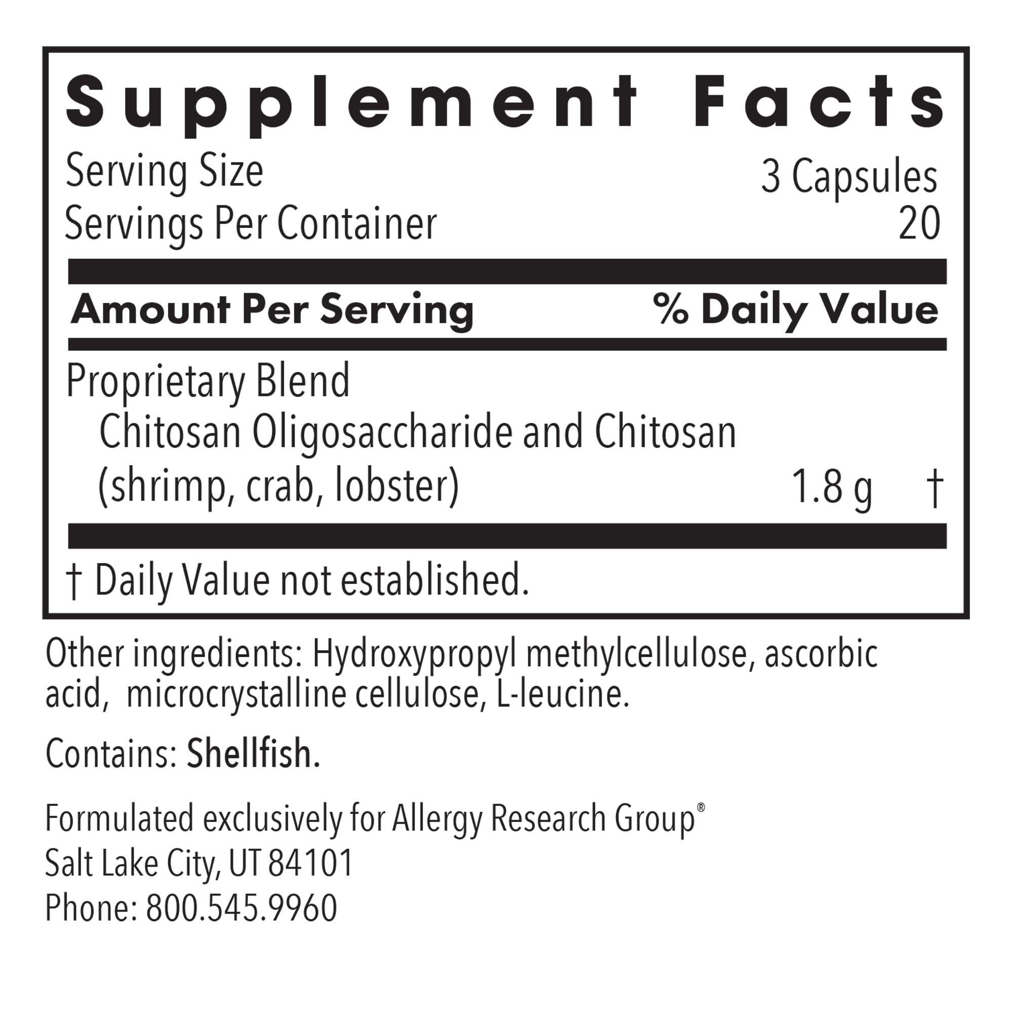 Allergy Research Group MicroChitosan, bouteille et gélules, pratique quotidienne.