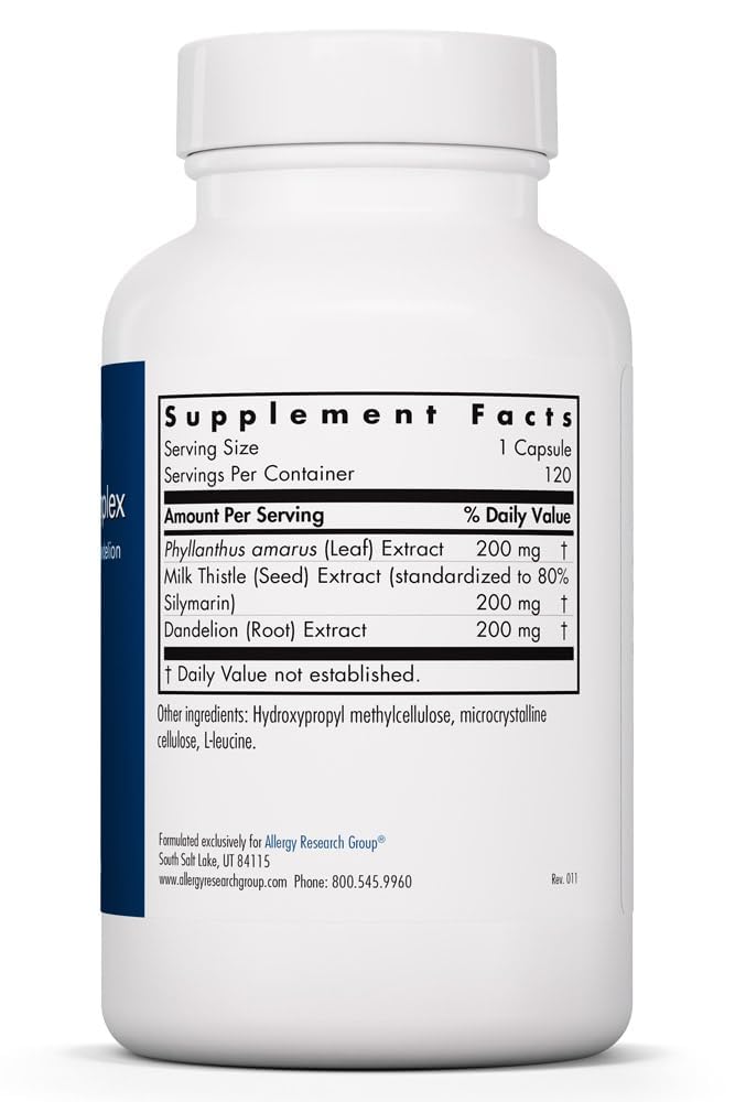 Allergy Research Group Milk Thistle Plus – tableau des ingrédients naturels et sources de qualité
