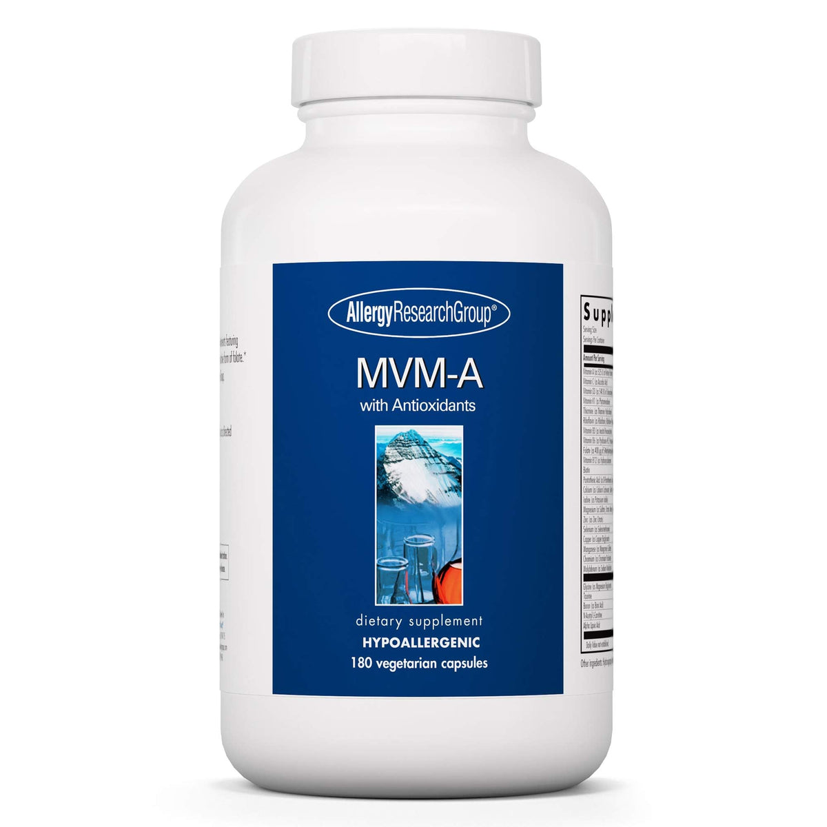 Allergy Research Group MVM-A — bouteille montrant une formule complète pour soutien quotidien.