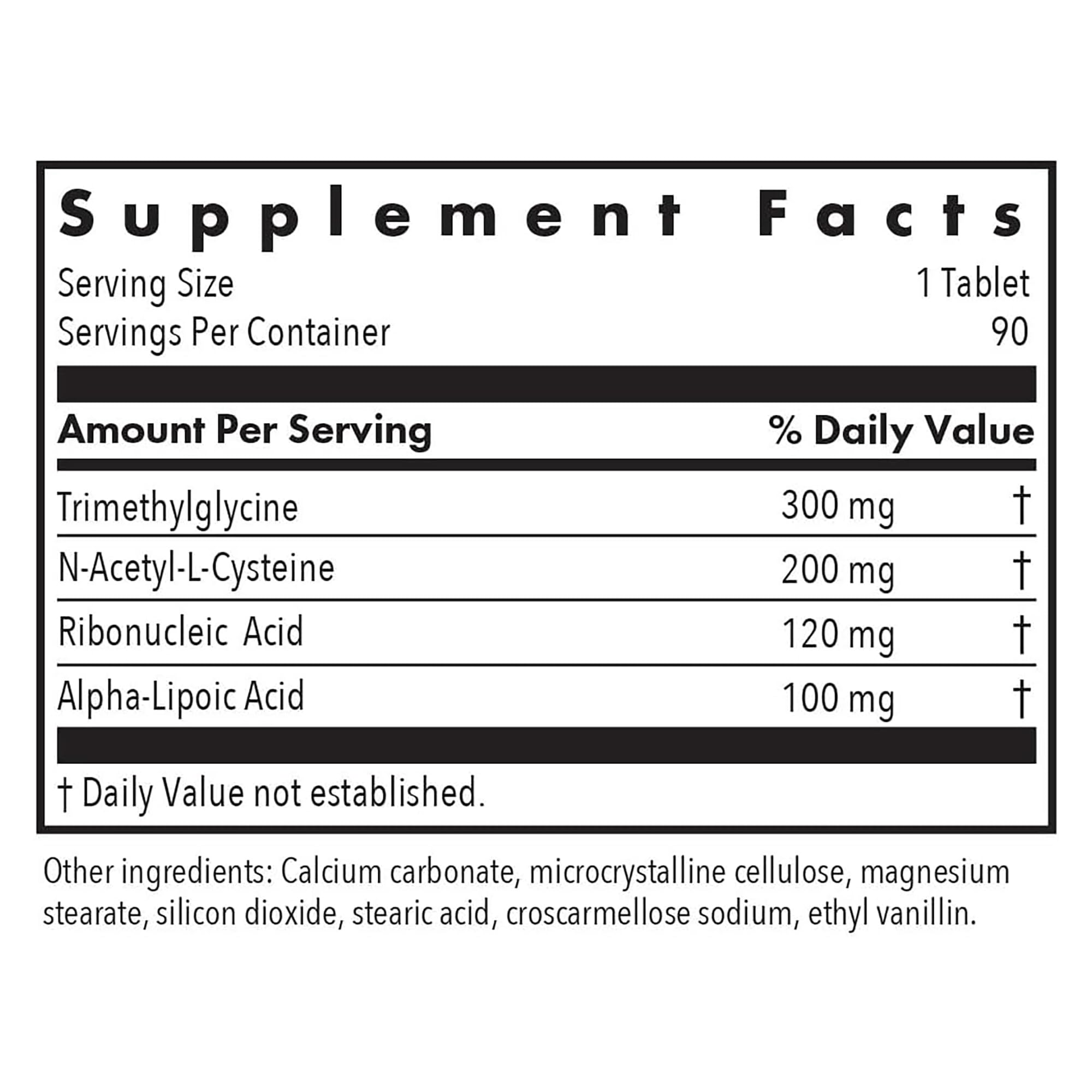Allergy Research Group NAC Avancé – étiquette affichant le dosage et les ingrédients.