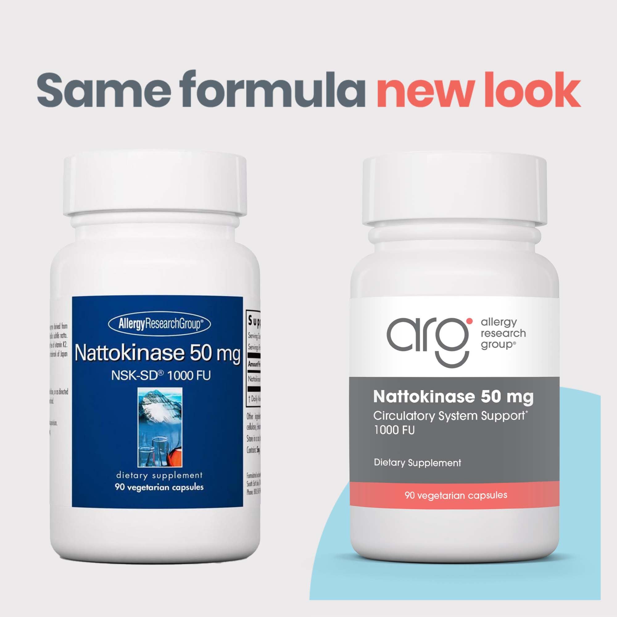 Allergy Research Group Nattokinase – bouteille pratique de 90 capsules pour la routine.