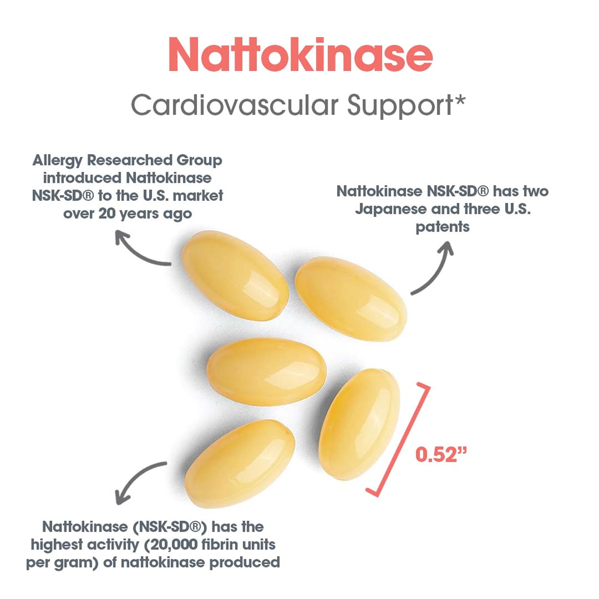 Ingrédients soja non-OGM du nattokinase Allergy Research Group, formulation végétalienne.