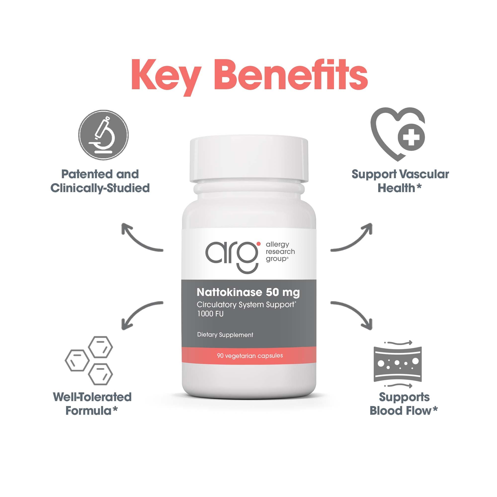 Allergy Research Group Nattokinase NSK-SD purifiée – formulation standardisée et traçable.