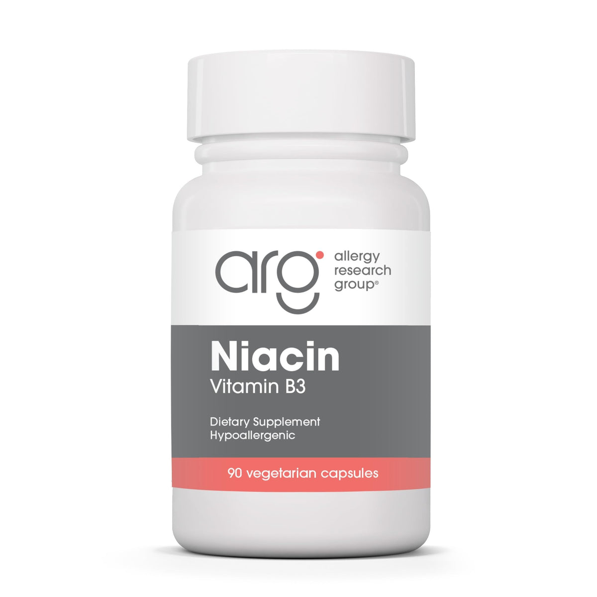 Allergy Research Group Niacine – bouteille ouverte, accessibilité et visibilité du produit