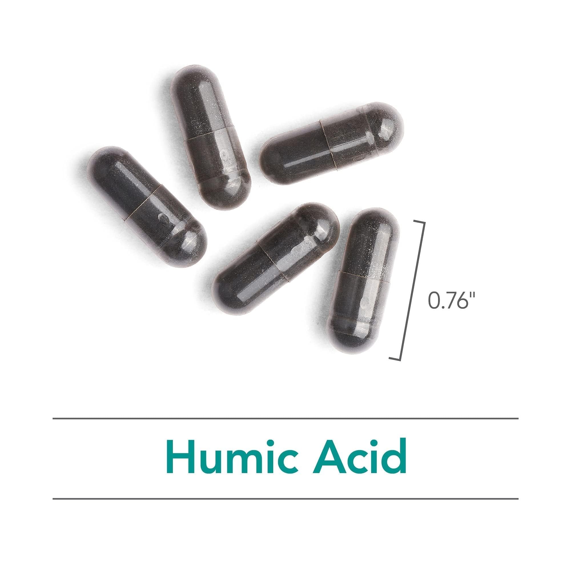 Allergy Research Group NutriCology acide humique 750 mg: capsules visibles et design simple.