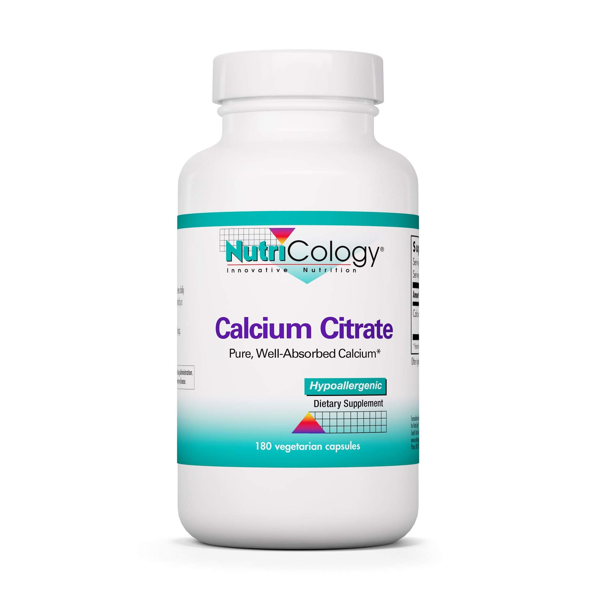 Nutricology Calcium Citrate Allergy Research Group – bouteille-pour, soutien potentiel des os.