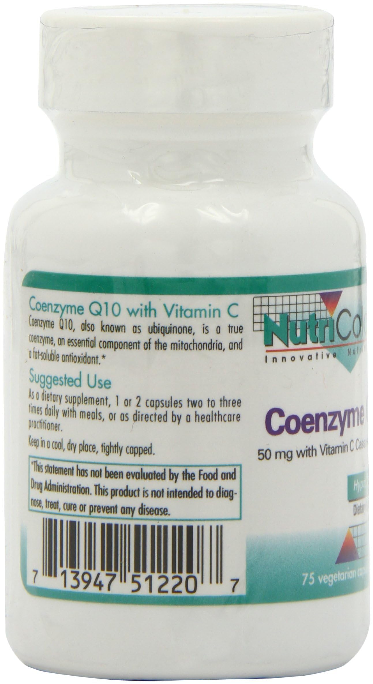 Allergy Research Group NutriCology CoQ10 gros plan – capsules végétariennes faciles à prendre.