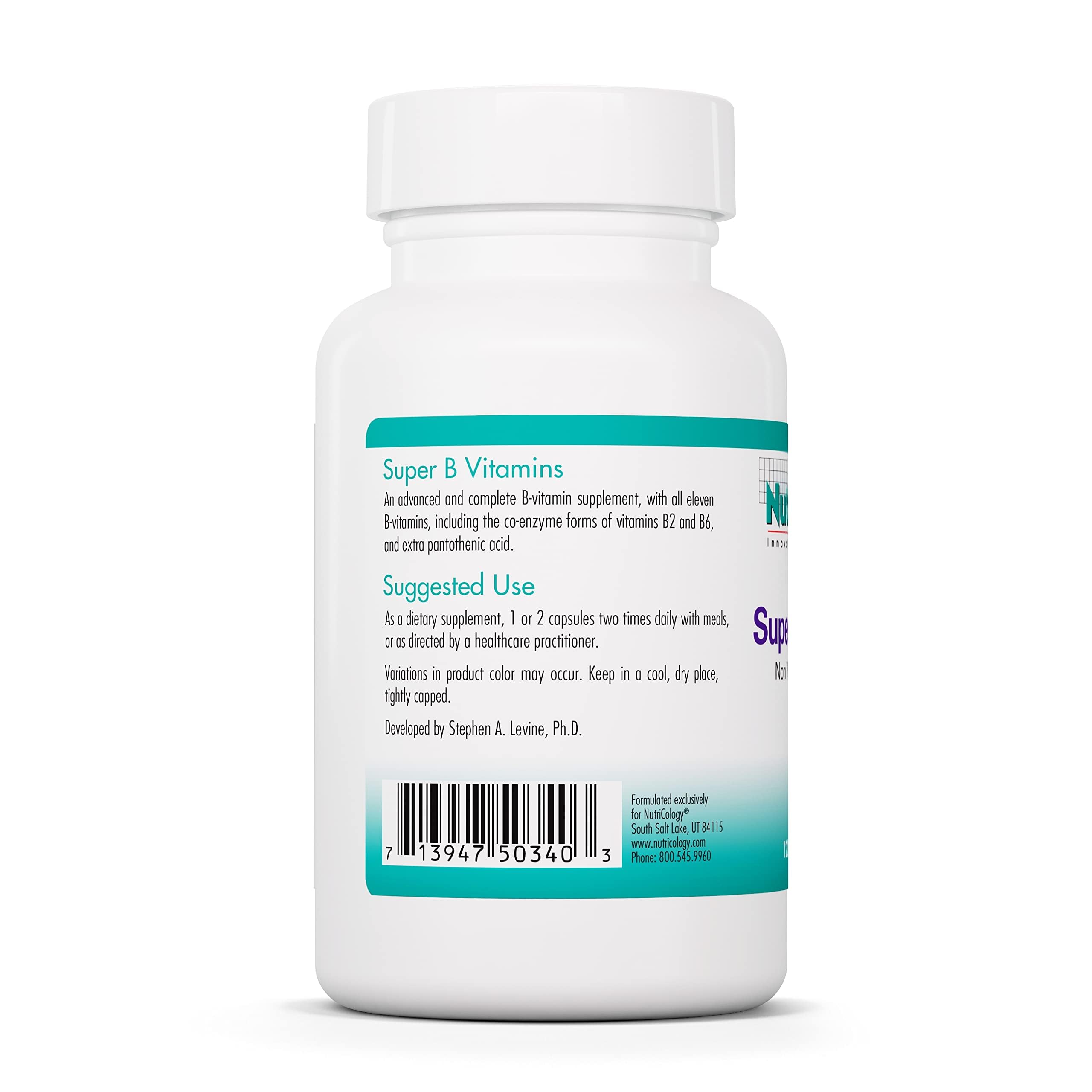 Nutricology Ingrédients B, vitamines essentielles visibles, favorisant un équilibre nutritionnel.