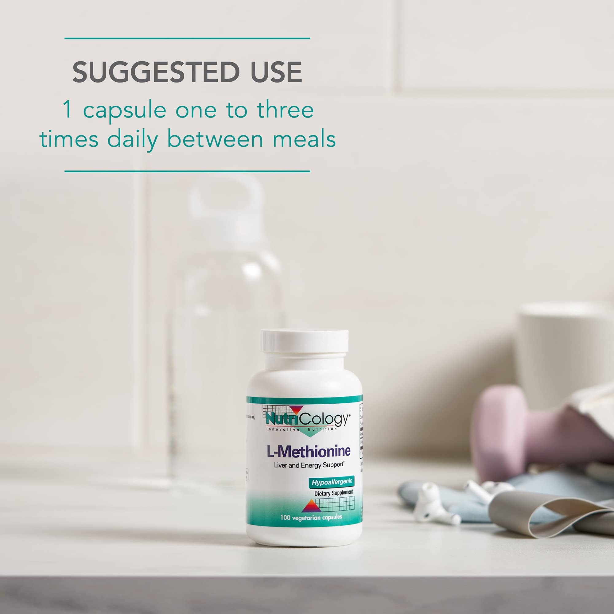 Nutricology L-Méthionine, gros plan sur les gélules à texture naturelle.