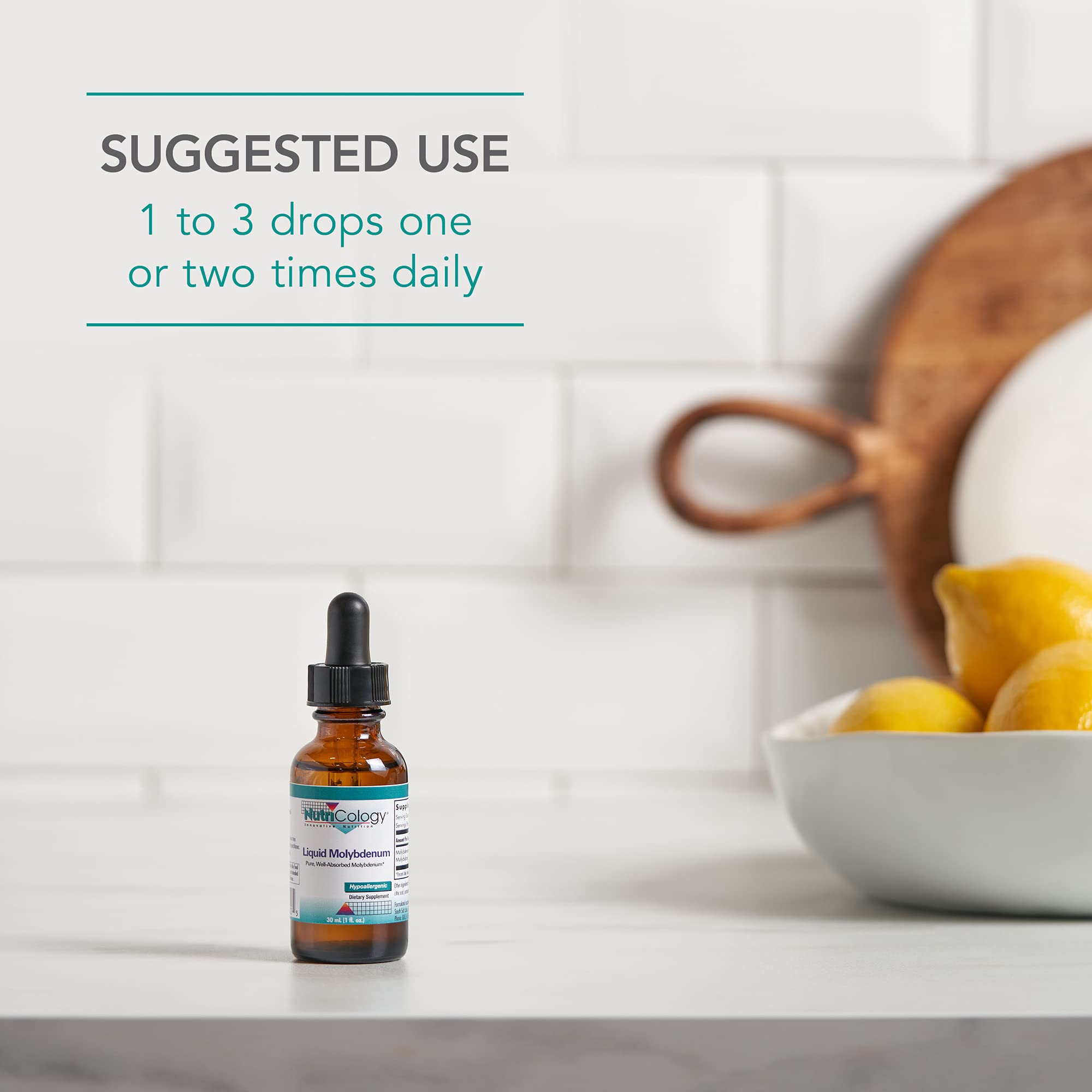 Nutricology molybdene solution-liquide, forme prête à l’emploi et absorbable.
