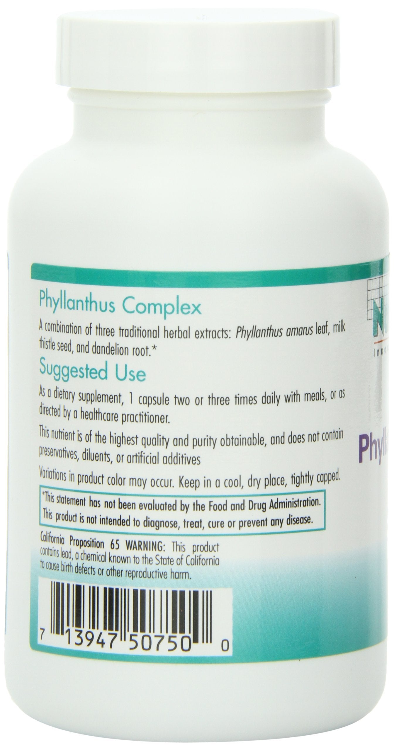 Nutricology Phyllanthus Complex soutien-foie: peut aider les fonctions hépatiques.