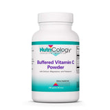 Poudre Nutricology vitamine C bufferisée avec calcium et magnésium, absorption potentielle douce.
