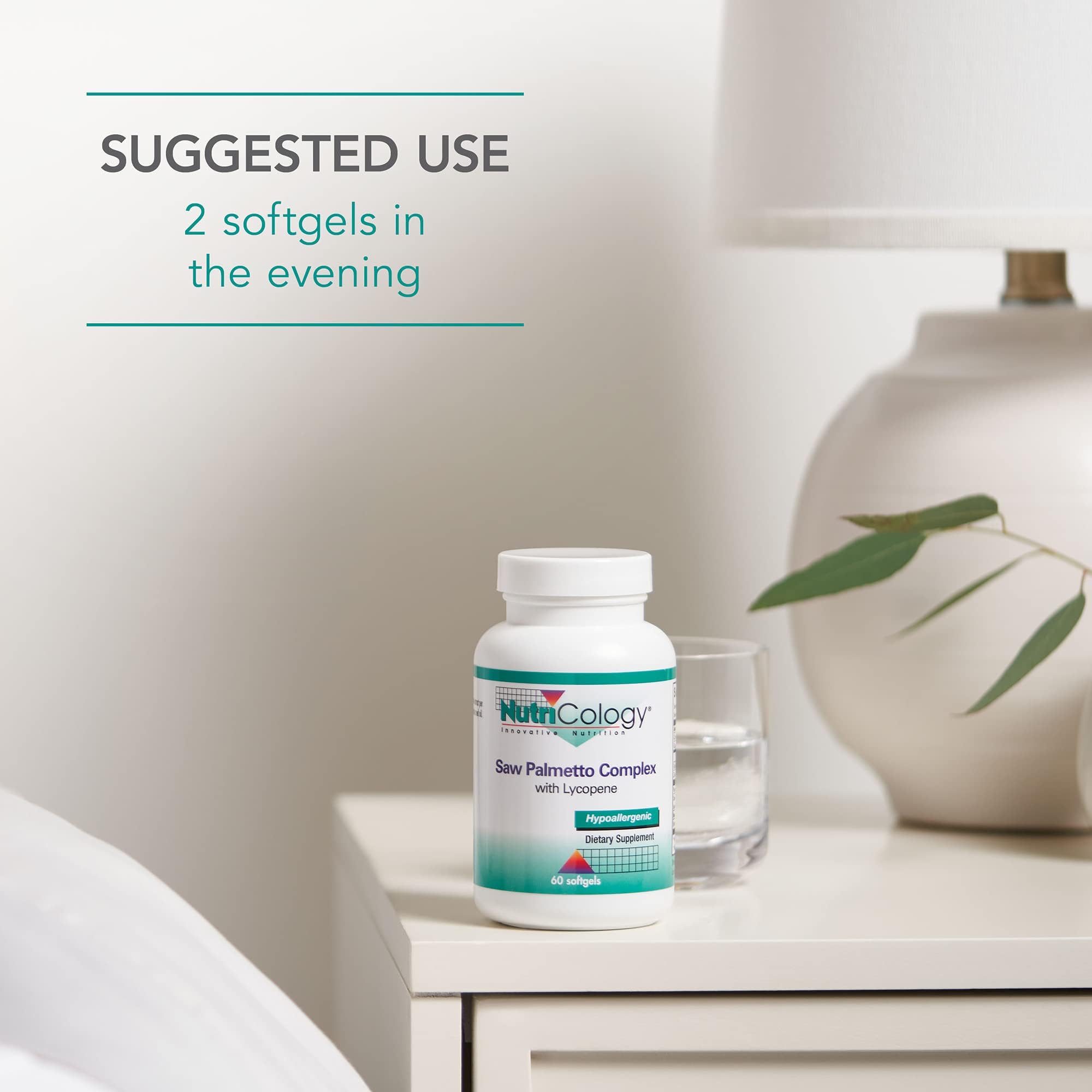 Emballage doux Nutricology Saw Palmetto Complex, manipulation facile et rangement sûr.