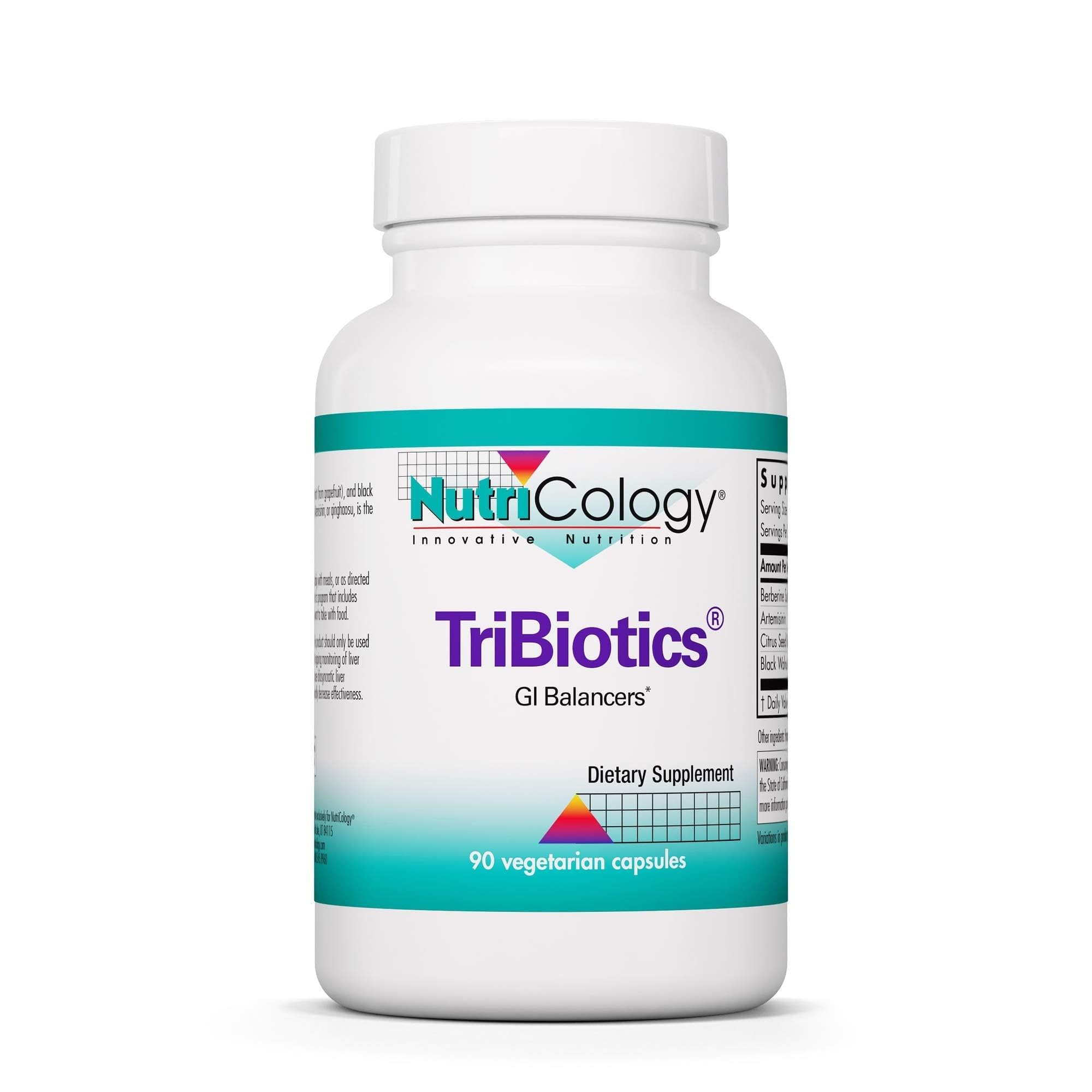 Nutricology Tribiotics : bouteille de gélules soutenant potentiellement l'équilibre intestinal.
