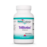 Nutricology Tribiotics : bouteille de gélules soutenant potentiellement l'équilibre intestinal.