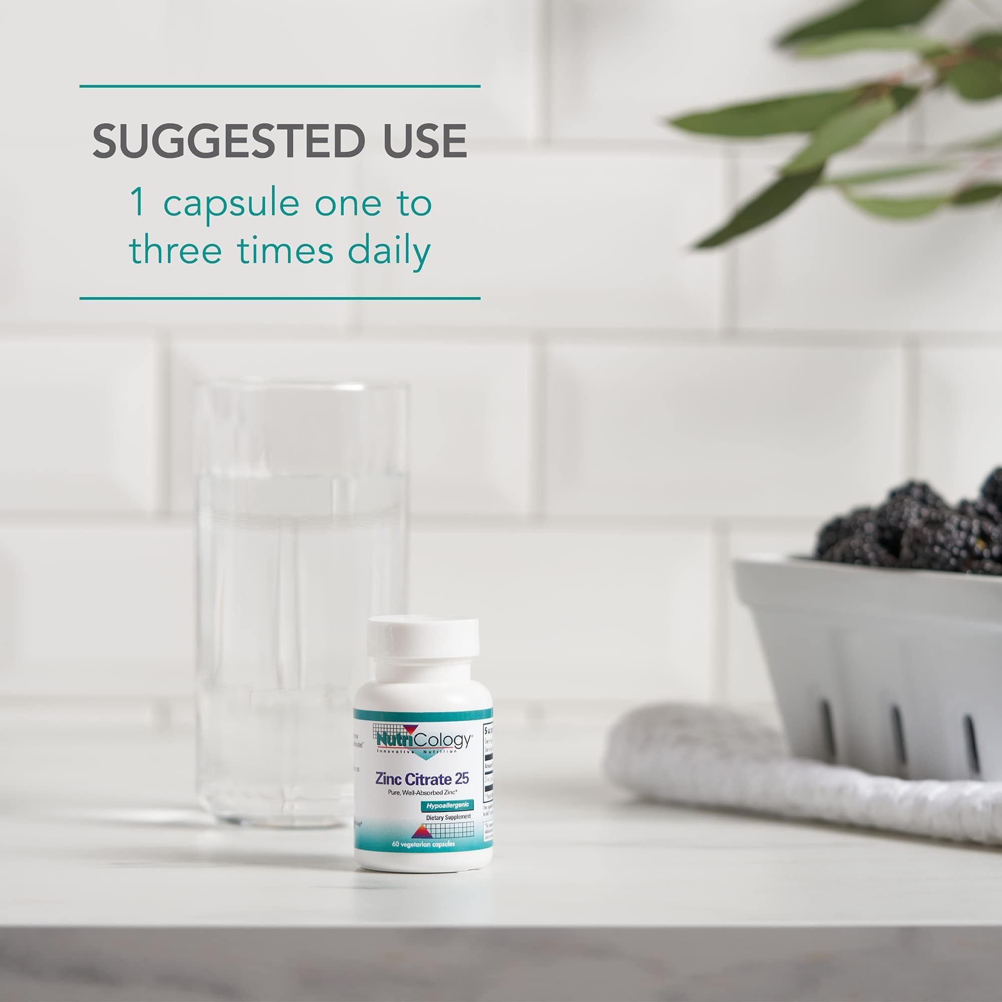 Emballage sans allergènes courants NutriCology Zinc Citrate