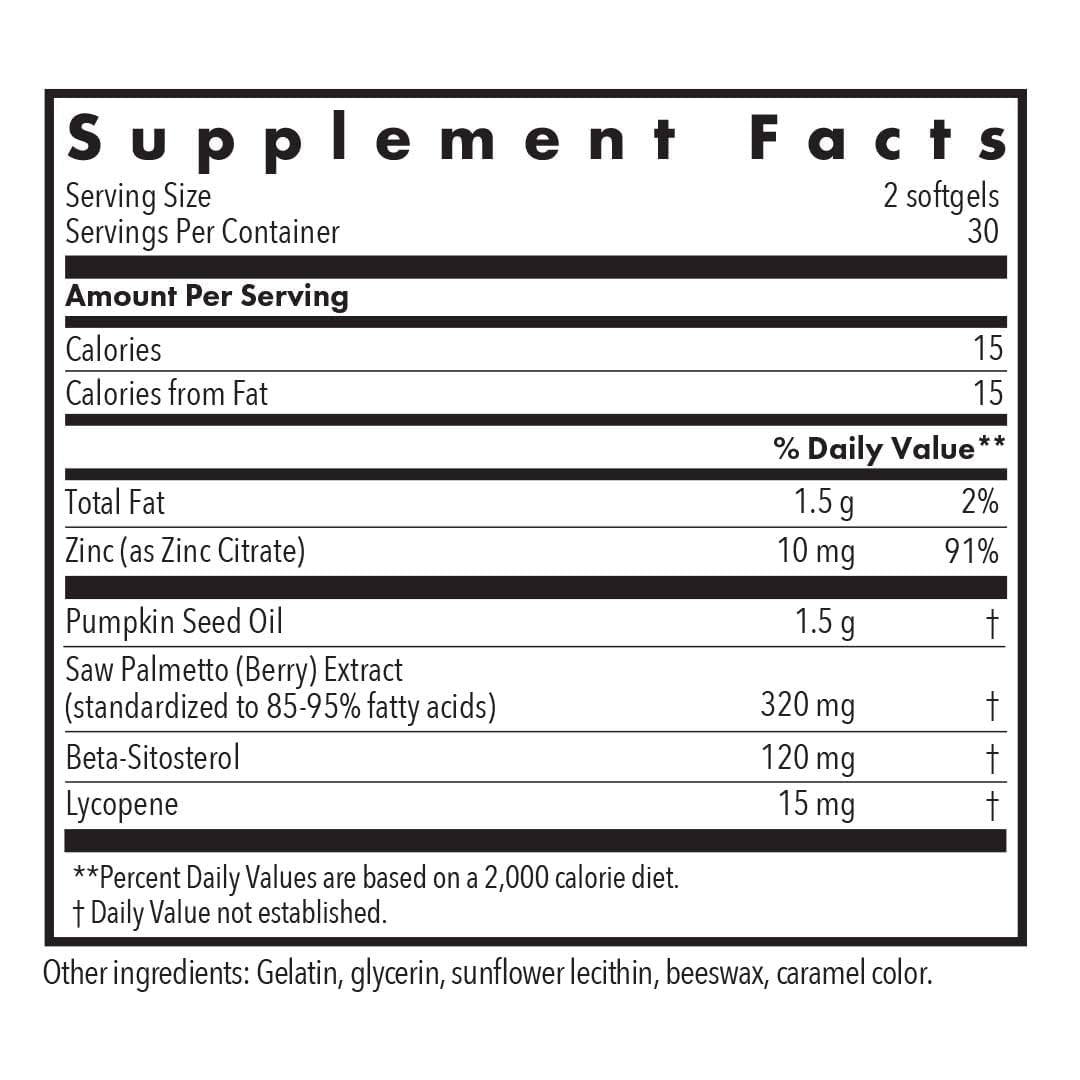 Allergy Research Group Palmetto Complex II, gélules pro-prostate avec lycopène et zinc.