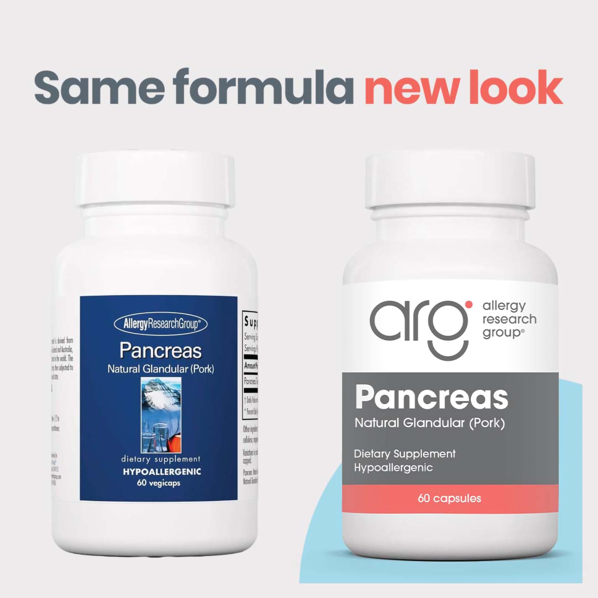 Allergy Research Group Pancreas Natural Glandular - Étiquette claire sur l'emballage