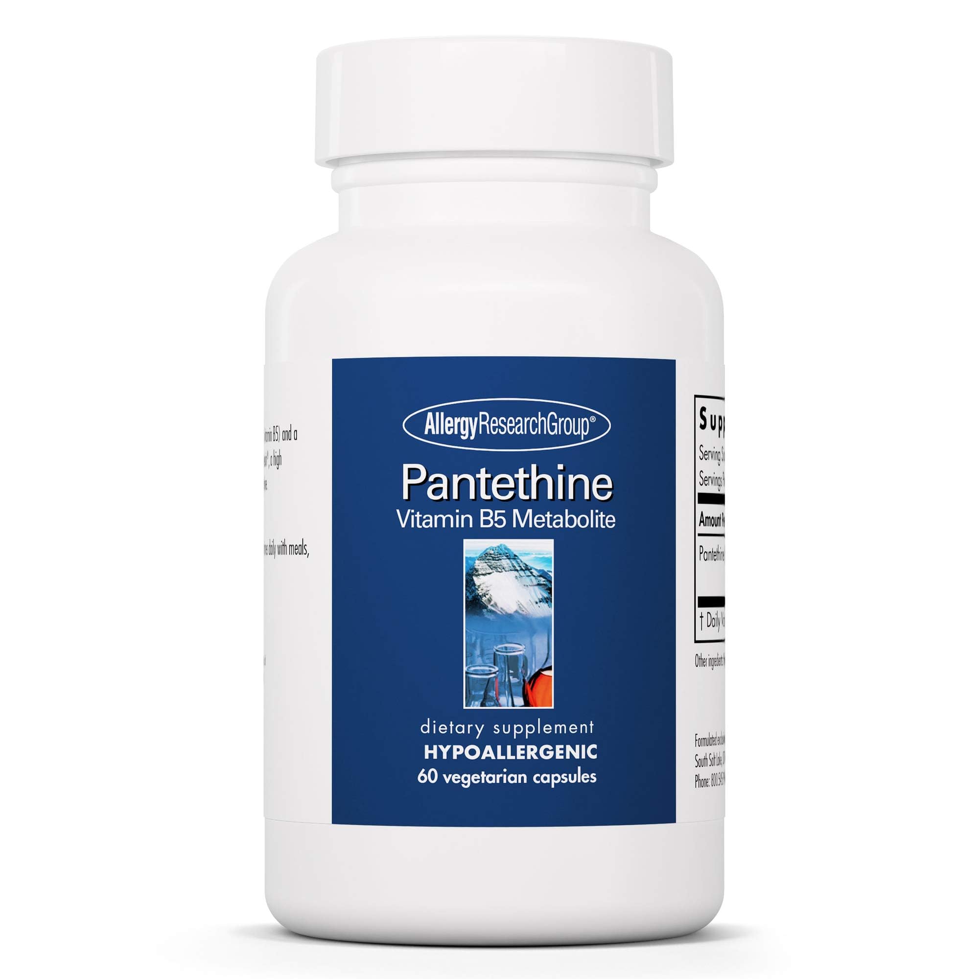 Allergy Research Group Pantethine – bouteille et étiquette visibles, soutien métabolique potentiel