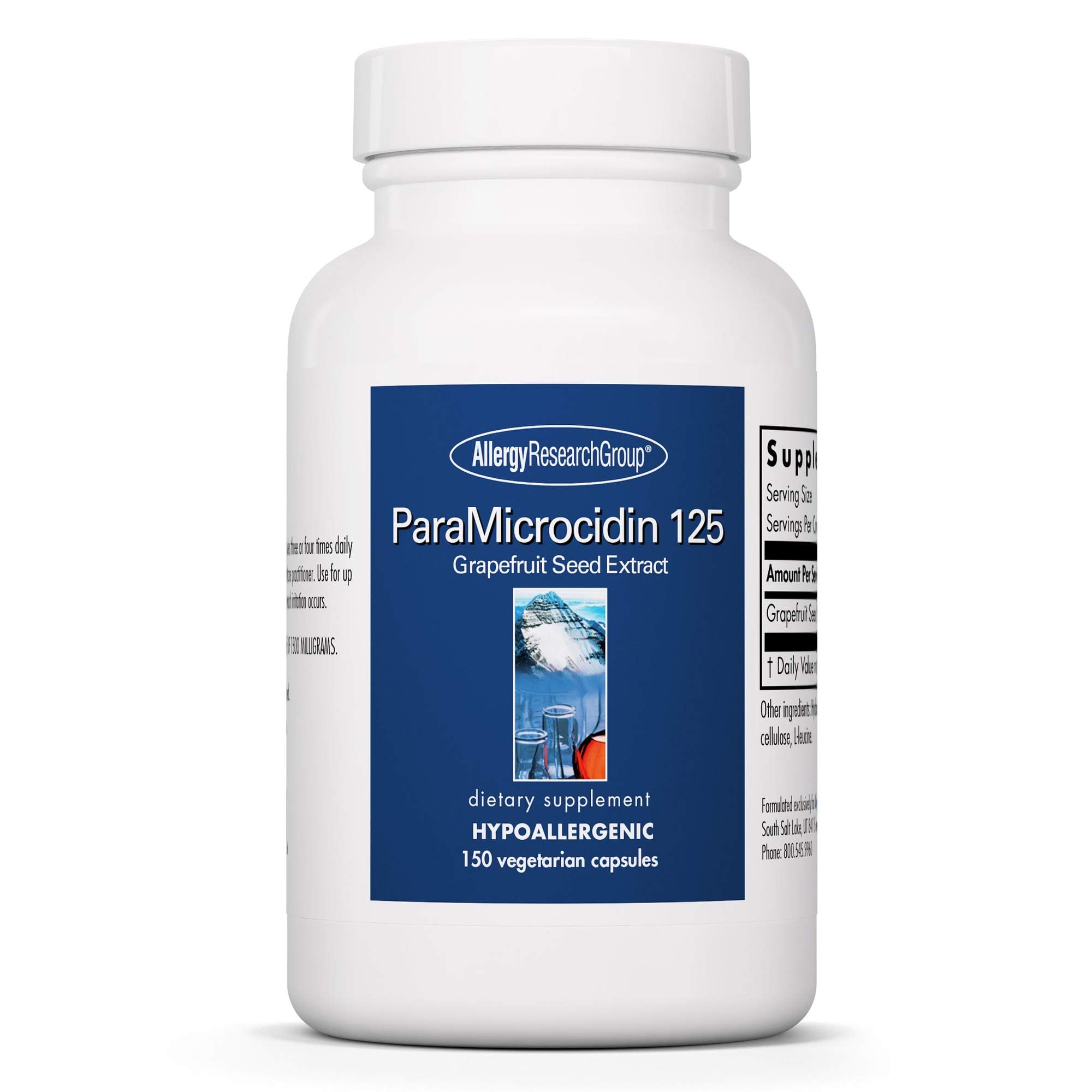 ParaMicrocidin 125 d Allergy Research Group – bouteille, soutien potentiel à l équilibre intestinal