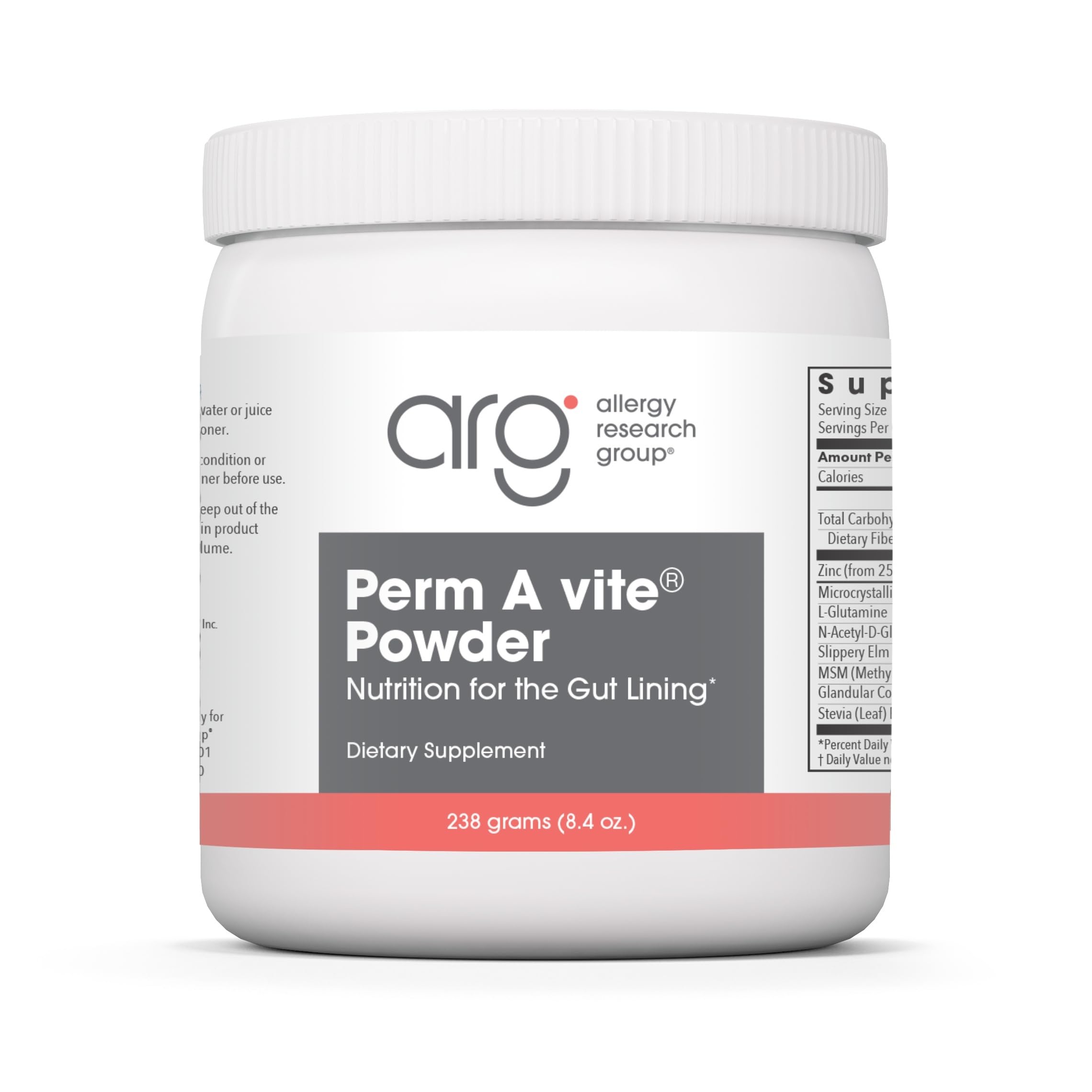 Allergy Research Group Perm A Vite poudre – bouteille visible, soutien digestif potentiel.