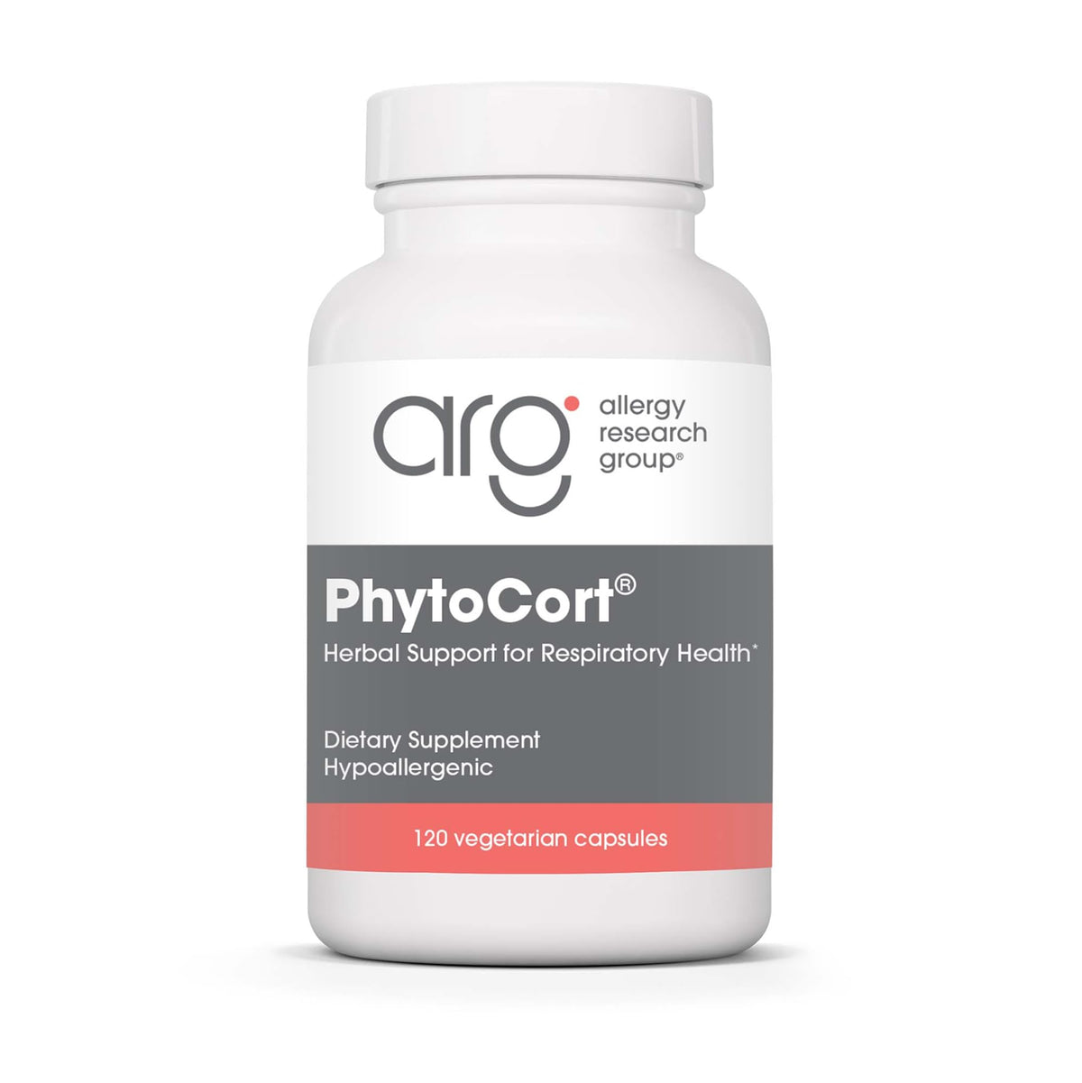 PhytoCort d'Allergy Research Group – bouteille prête à soutenir la respiration au quotidien.