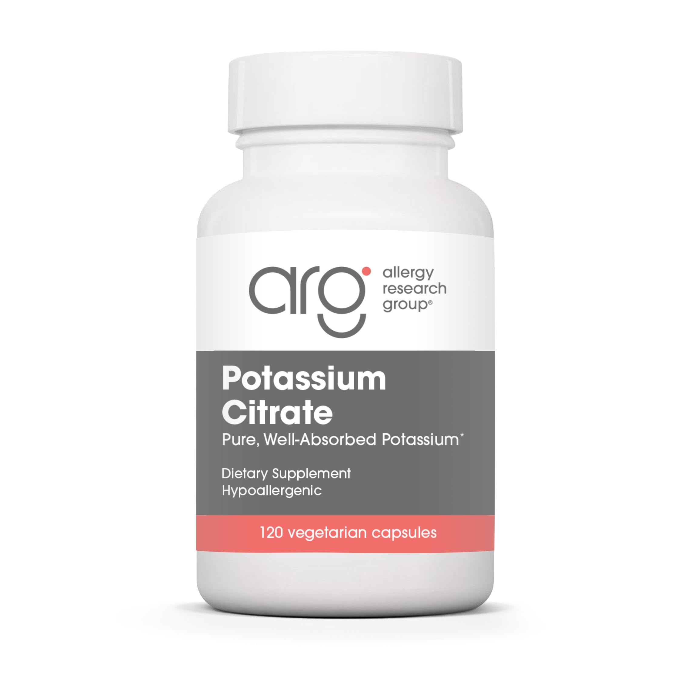 Allergy Research Group Potassium Citrate en bouteille : soutien électrolytique quotidien.
