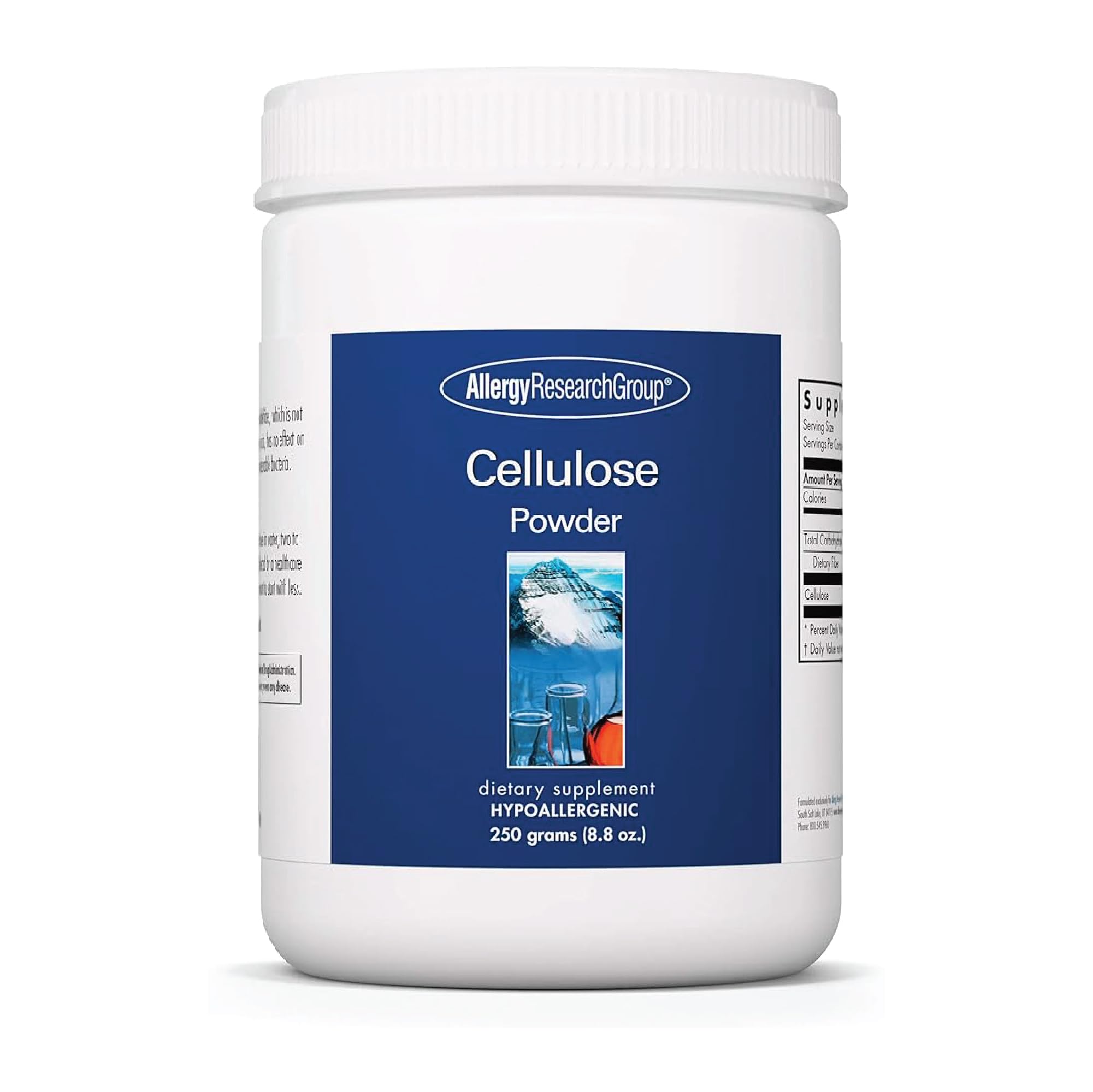 Allergy Research Group Poudre cellulose microcristalline – texture fine, facile diluer dans l’eau.