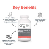Allergy Research Group Poudre vitamine C tamponnee, etiquette claire du produit